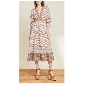 Veronica Beard Alessandra Boho Floral Printed V-Neck Dress